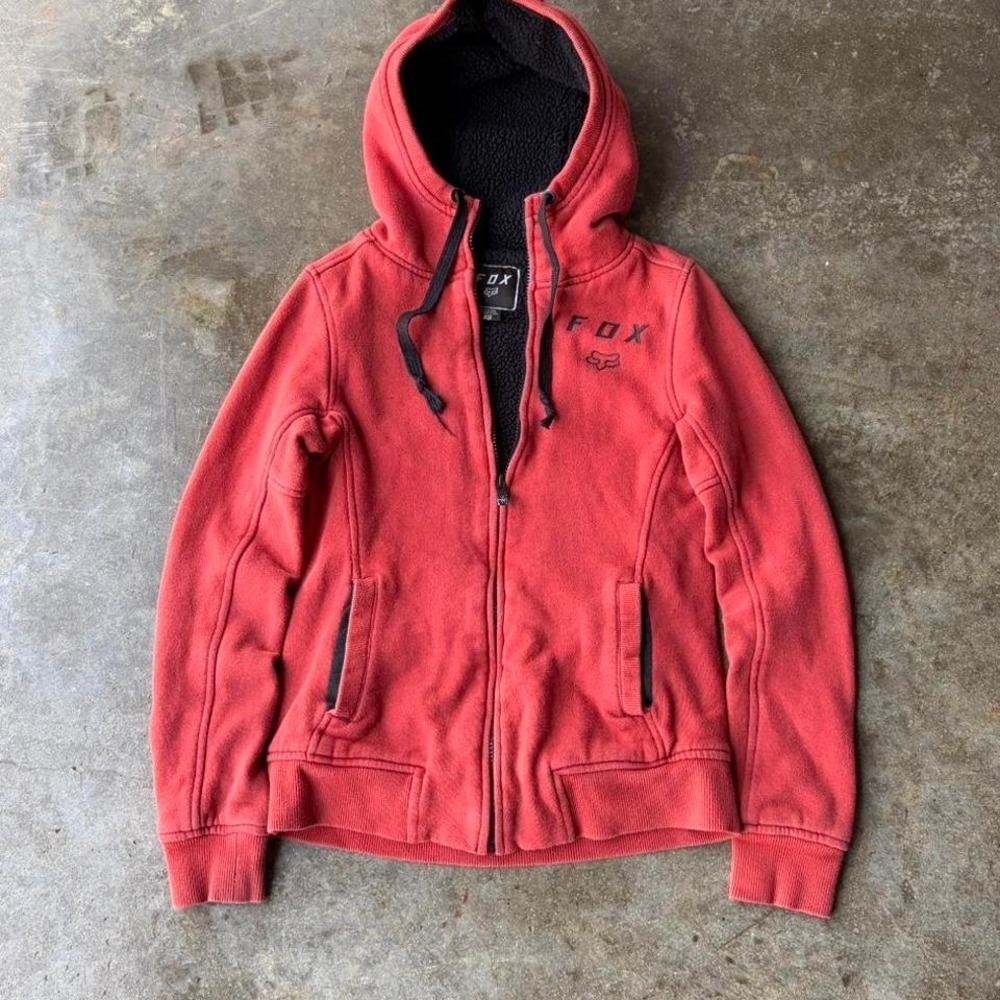 2000s fox racing sherpa zip up hoodie